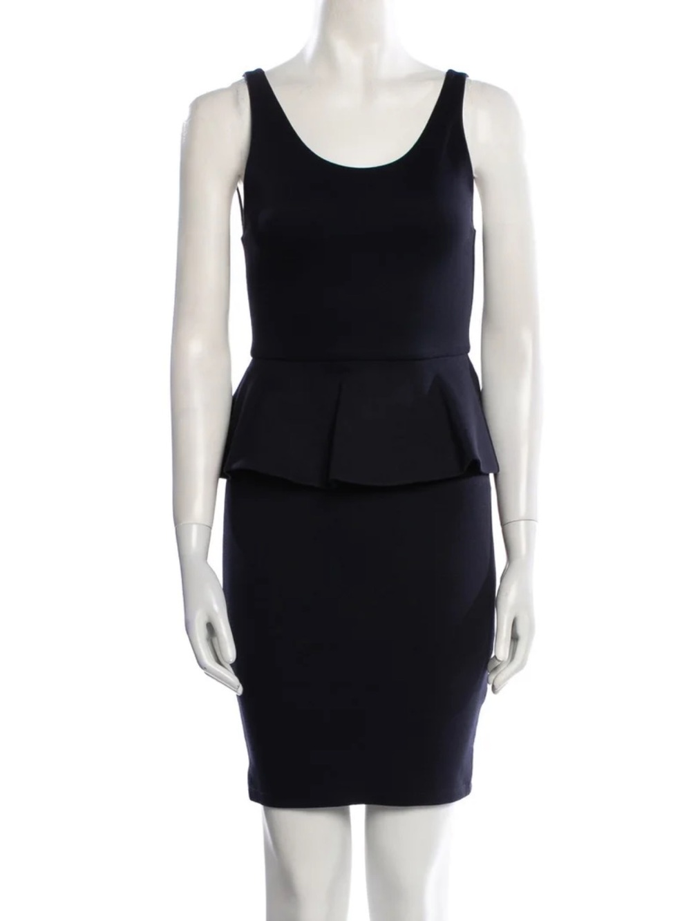Alice and Olivia Sleeveless Navy Peplum Sheath Dress - Women 0
